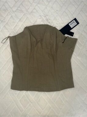 LIONESS NWT Strapless Olive Green Bustier Top